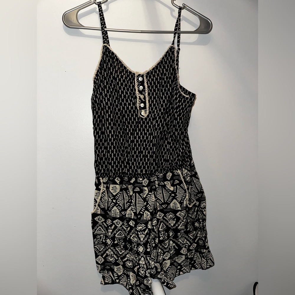 Ultra Pink Black and White Design Romper